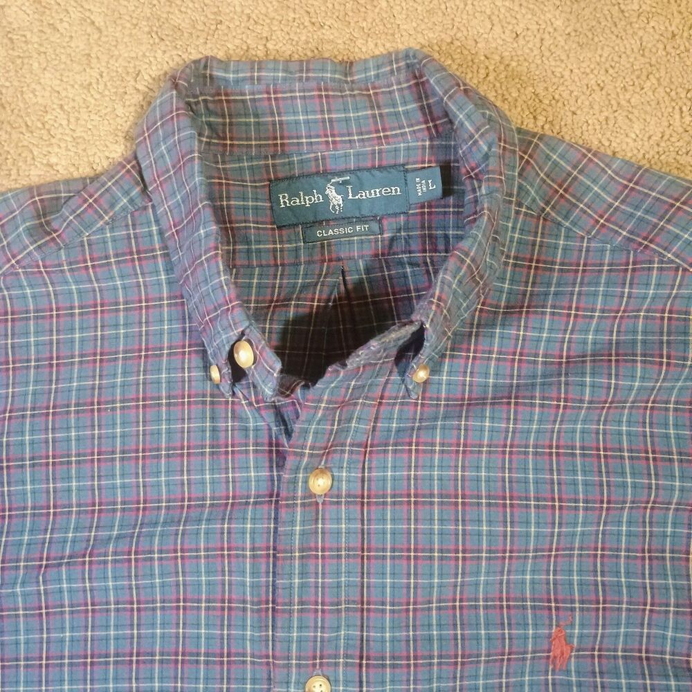 Ralph Lauren Shirt Mens Large Long Sleeve Button Down Cozy Casual Peppy Sleek